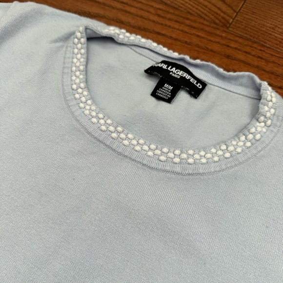 Karl Lagerfeld Blue T-Shirt With Detail Along Neckline - Picture 5 of 9
